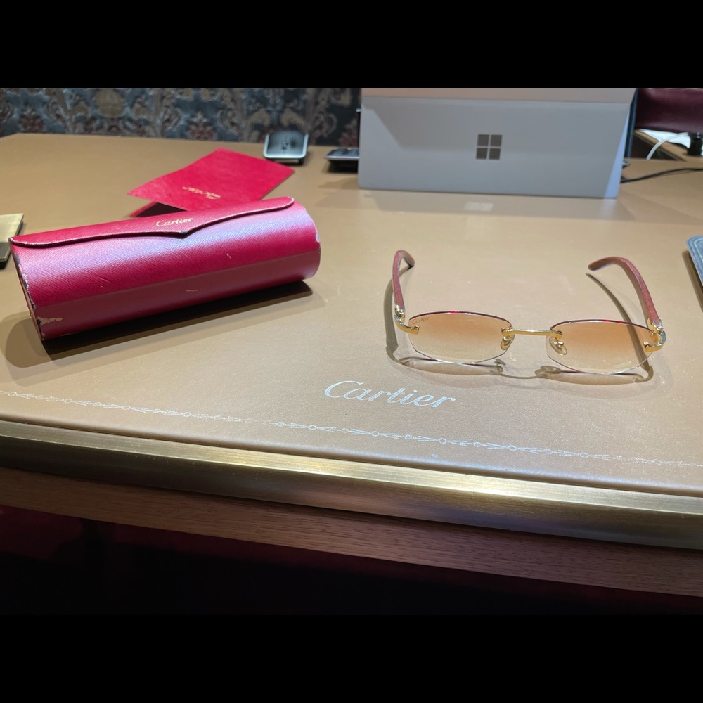 Vintage Cartier Wood Rimless Sunglasses - Picture 3 of 15